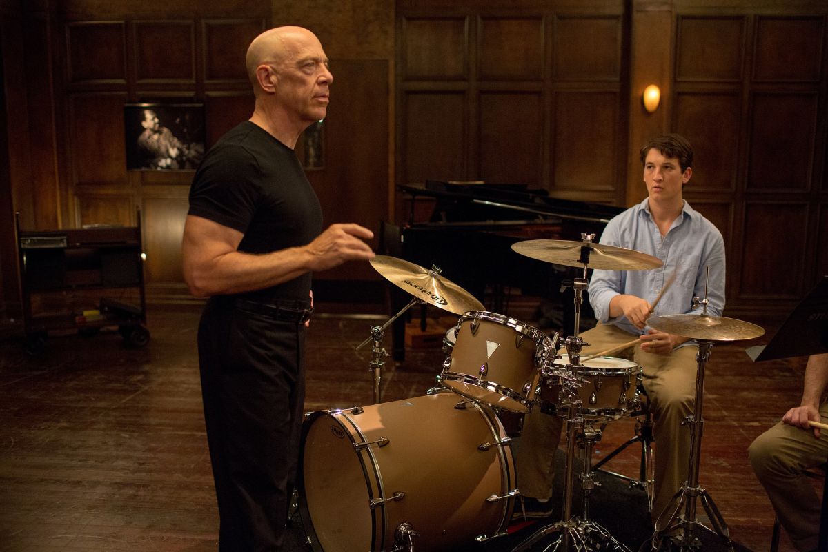 J.K. Simmons (left) and Miles Teller (right) in jazz drumming drama 'Whiplash'. Simmons is strongly tipped for Best Supporting Actor