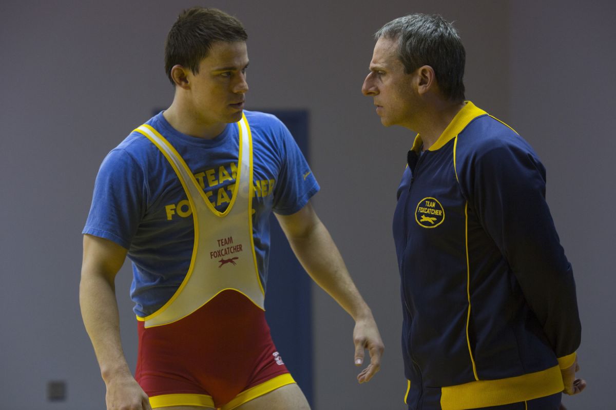 Channing Tatum (left) and Steve Carrell (right, no, seriously that's him) star in uncomfortably tense drama 'Foxcatcher'