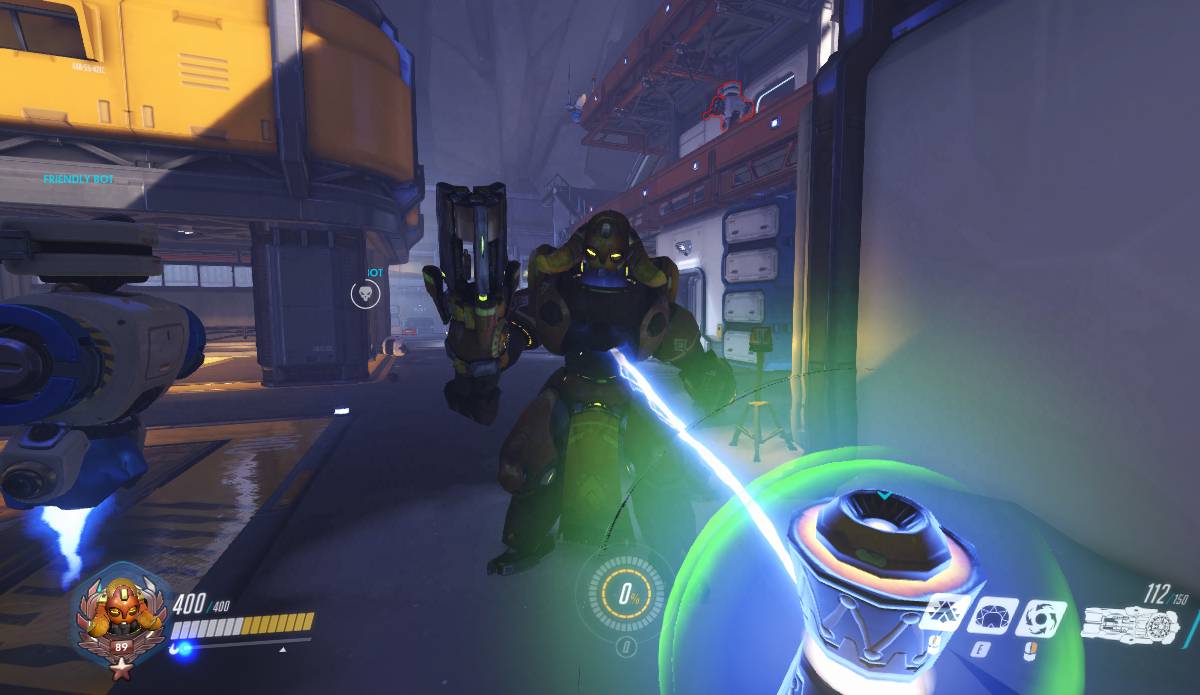 A screenshot showing Orisa's Ultimate ability being used