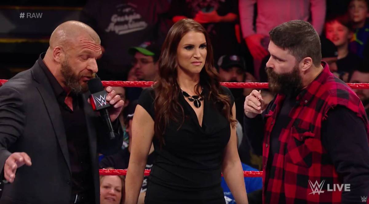 Mick Foley, Stephanie McMahon and Triple H