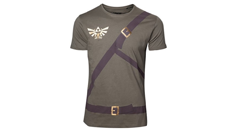 Zelda green cosplay style shirt with belt design on front