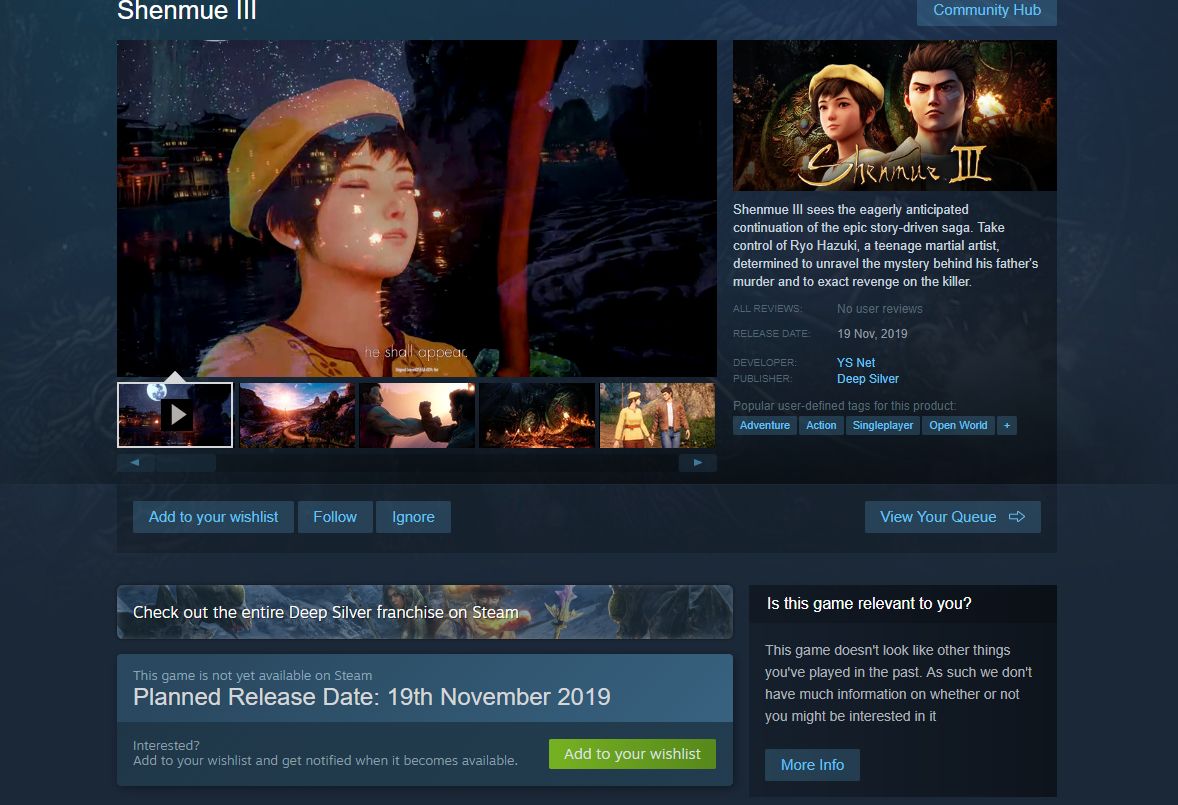 Shenmue 3 Steam