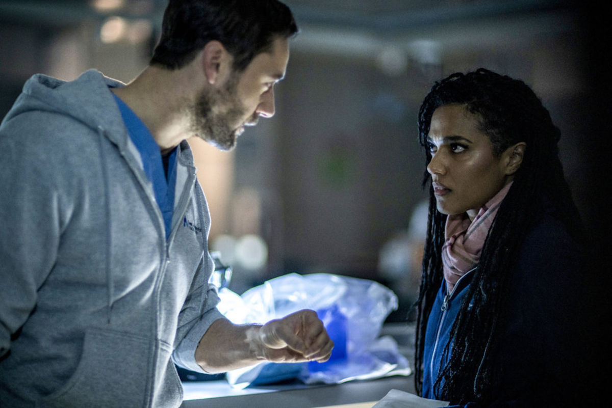 NEW AMSTERDAM -- replacement : (l-r) Ryan Eggold as Dr. Max Goodwin, Freema Agyeman as Dr. Helen Sharpe -- (Photo by: Zach Dilgard/NBC) replacement