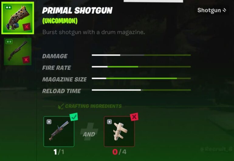 Primal Shotgun Crafting