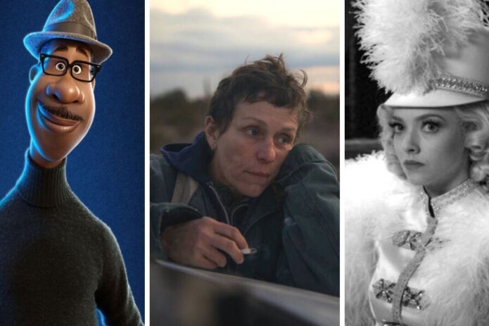 Films featured are Soul, Nomadland and Mank