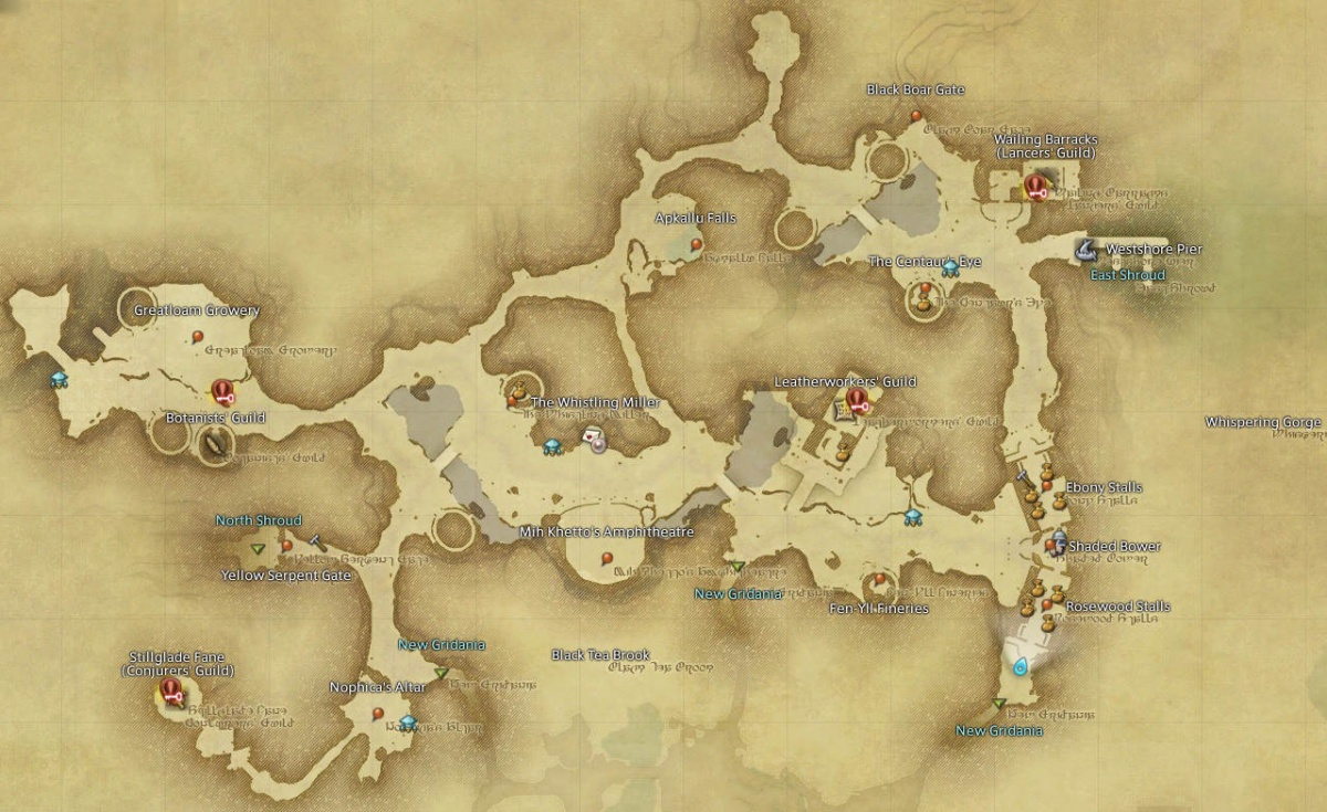 Old Gridania FF14 Map.
