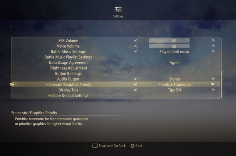Tales of Arise performance mode