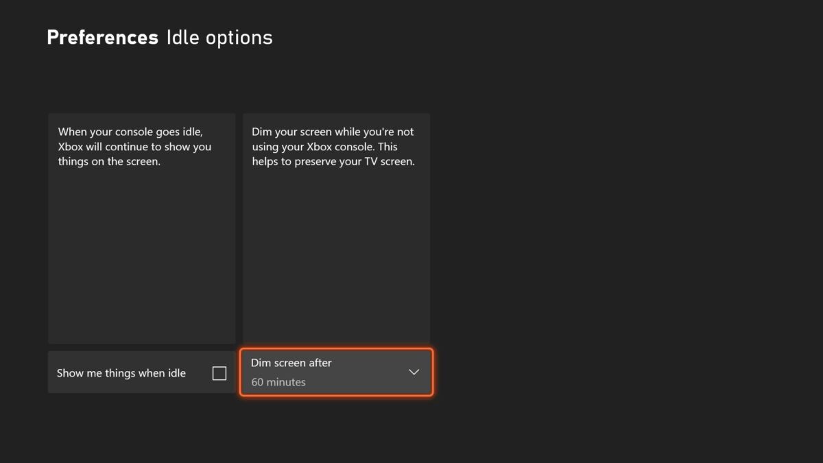 Xbox screen dim 