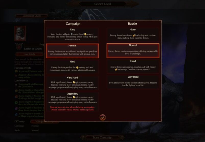 Warhammer 3 Change difficulty