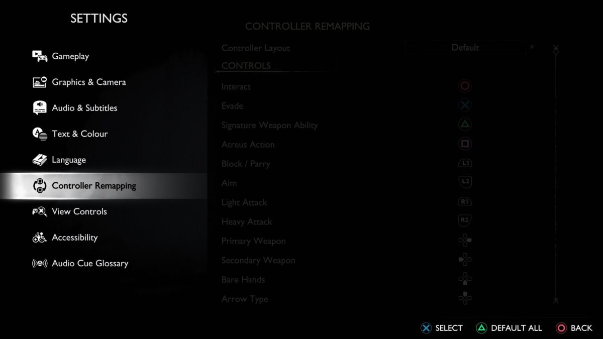 God of War - Default Settings: Gameplay, Controller Layouts Combat,  Classic, Flip Information (2018) 