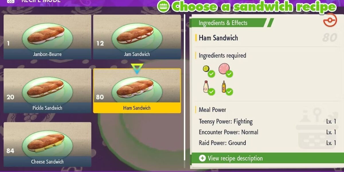 Pokemon Scarlet & Violet Egg Power Sandwich: Recipes to boost Breeding