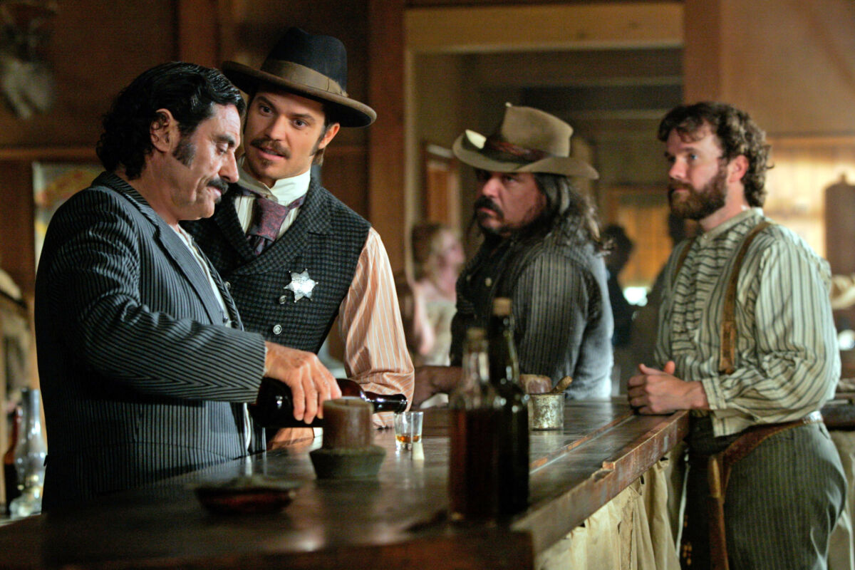 DEADWOOD, (from left): Ian McShane, Timothy Olyphant, W. Earl Brown, Titus Welliver, (Season 3), 2004-2006. photo: Doug Hyun / © HBO / Courtesy: Everett Collection canceled