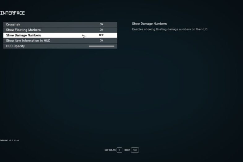 Starfield damage numbers